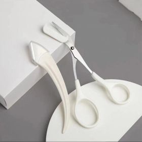 Eyebrow Trimming Knife With Comb Curved Moon Small Beauty Supplies Gadgets (option: White-Eyebrow knife cutting comb)