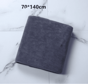 Embroidered Characters Pure Cotton Wrap Turban Make Bed Large Bath Towel (option: Grey Bath Towel 70x140)