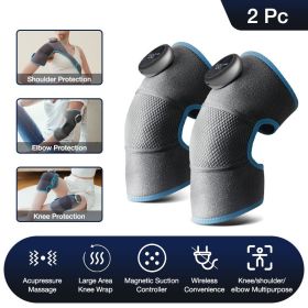 Heating Knee Electric Shoulder Vibrating Massage Pad For Physiotherapy Leg Arthritis Elbow Joint Pain Relief Therapy (option: Blue-Double)