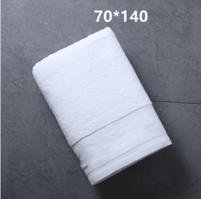 Embroidered Characters Pure Cotton Wrap Turban Make Bed Large Bath Towel (option: 70x140 white towel)