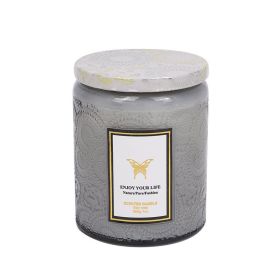 Embossed Glass Fragrance Handmade Gift Aromatherapy Soy Candles (option: 200g-Amber Sandalwood)