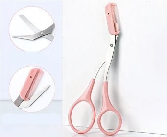 Eyebrow Trimming Knife With Comb Curved Moon Small Beauty Supplies Gadgets (option: Pink-Cutting comb)