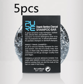 Hand-Extracted Soap Shampoo Bamboo Charcoal Shampoo Soap (option: 5pcs)
