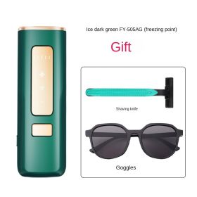 Laser Hair Remover Permanent Freezing Point Sapphire Home (option: Dark green-220V US)