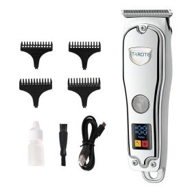 Usb Charging Oil Head Liquid Crystal Display Hairdresser (option: Silver-Liquid crystal-USB)