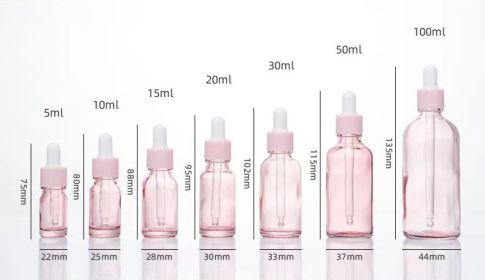 Glass Fine Oil Bottle Avoid Light Glue Head Dropper Bottle Essence Stock Bottling Cosmetics (option: Pink-20ml)