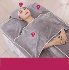 Towel Skin Management Pack Turban Absorbent Quick Dry Make Bed Queen Size (option: Misty rain ash-Three piece set)