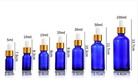 Glass Fine Oil Bottle Avoid Light Glue Head Dropper Bottle Essence Stock Bottling Cosmetics (option: Blue-10ml)