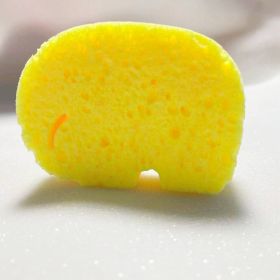 Cartoon Paddle Cotton Baby Bath Sponge Color Shaped Absorbent (option: Yellow Elephant)
