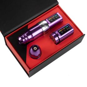 Tattoo Wireless Pen 2400 MA Large Capacity Tattoo Dual Battery Pen Tattoo Machine Cutting Line Tattoo All-in-one Machine (option: Purple Silver Hoop)