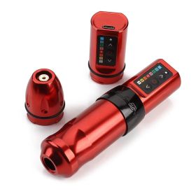 Tattoo Wireless Pen 2400 MA Large Capacity Tattoo Dual Battery Pen Tattoo Machine Cutting Line Tattoo All-in-one Machine (option: Red Black Circle)